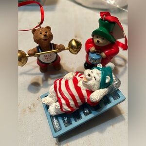 3 Hallmark Ornaments 89 Paddington Bear 93 Water Bed Snooze 92 Bear Bell Champs